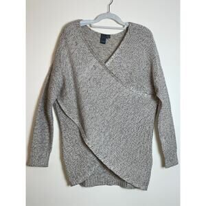 Quinn Women' Taupe Wrap Cross-Over Sweater - Size M - Heather‎ Knit